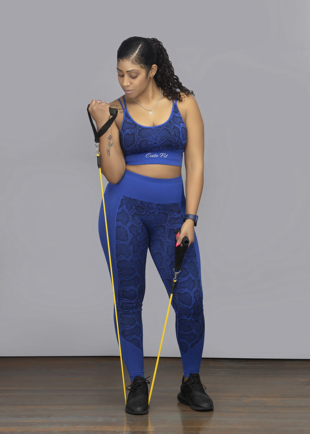 Blue snakeskin print set - Cute Fit Athletics